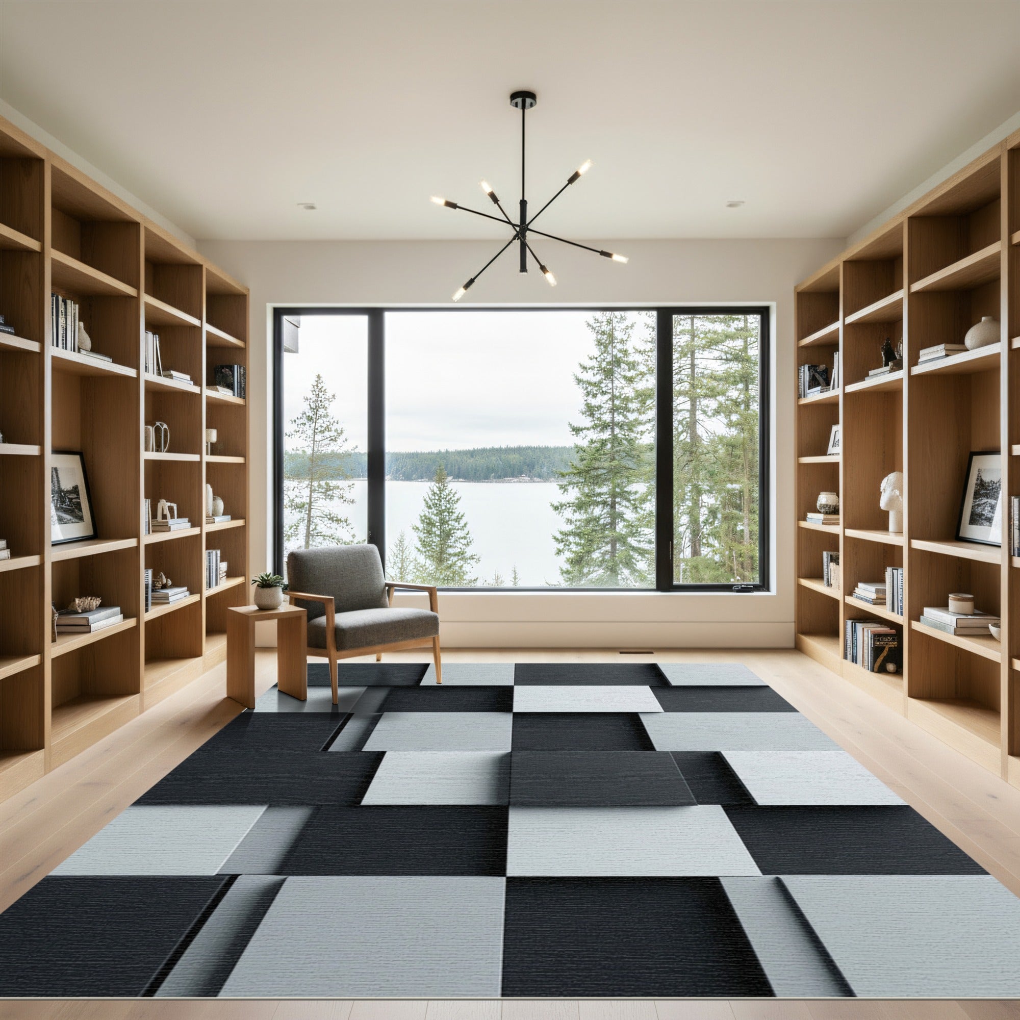 Monochrome Textured Block Art Rug