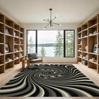 Monochromatic Swirl Optical Illusion Rug