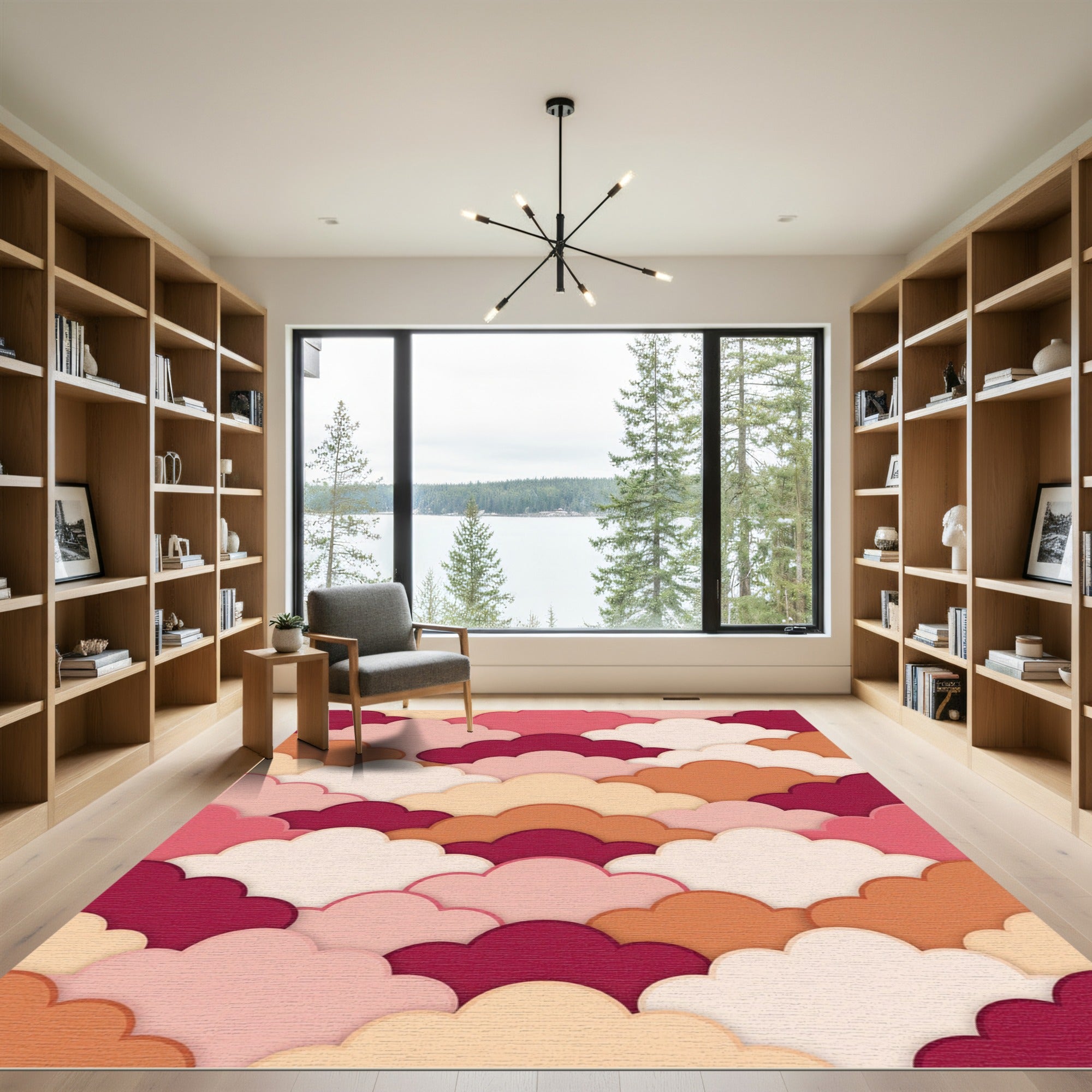 Layered Sunset Cloud Scallop Abstract Rug