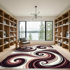 Earthy Brown Swirling Abstract Wave Rug