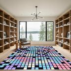 Iridescent Pastel Pixel Grid Abstract Rug