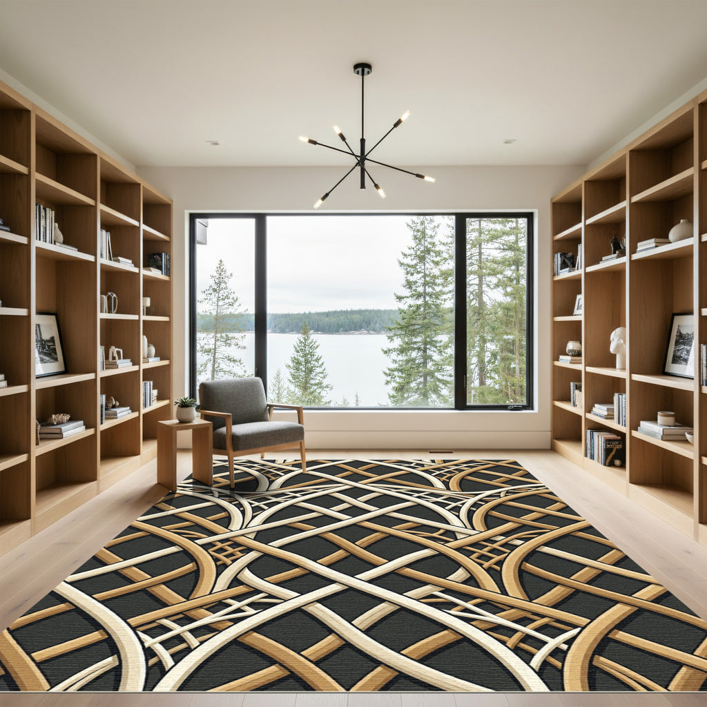 Warm Gold Interlaced Archway Rug