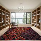 Ornate Burnt Orange Damask Scroll Rug