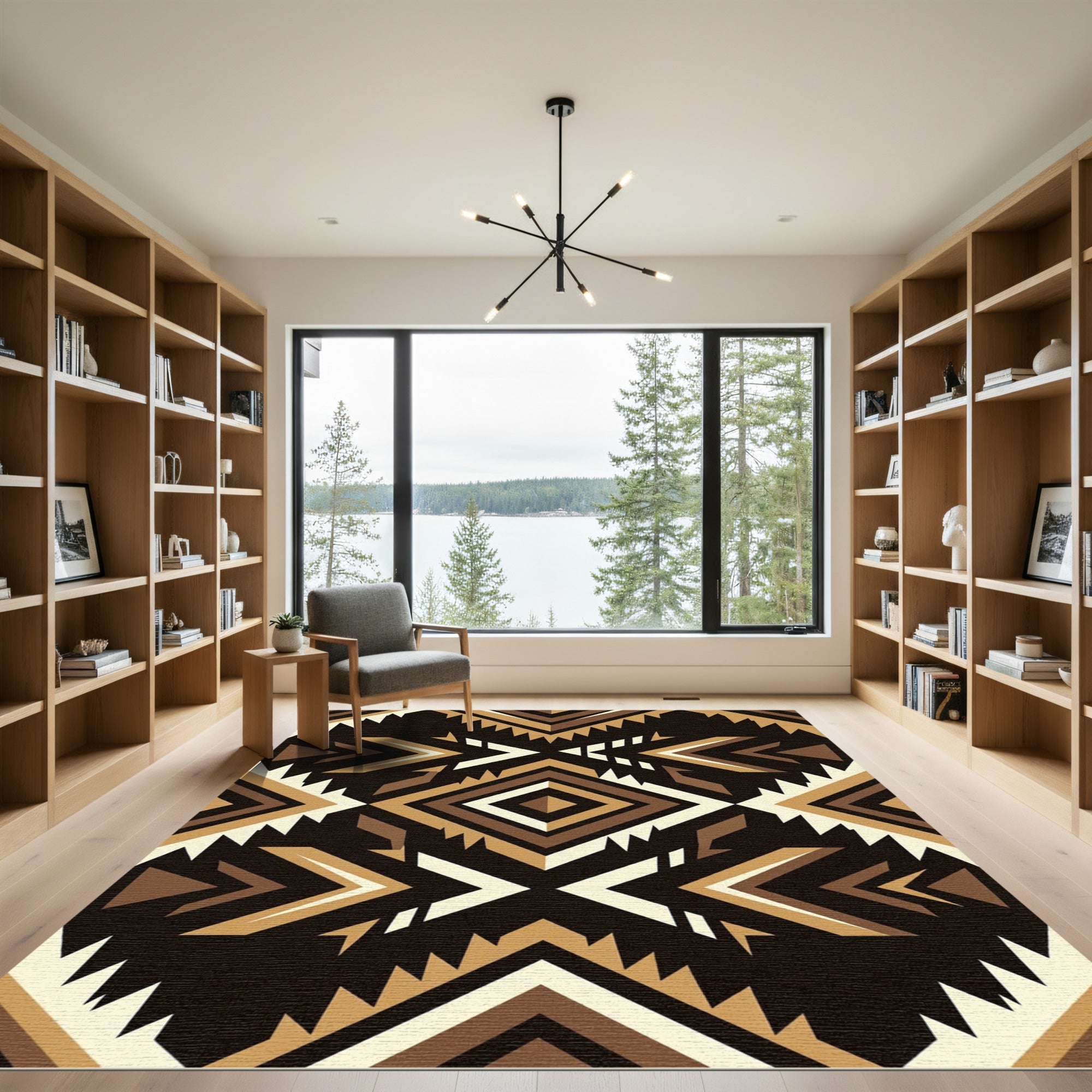 Earthy Geometric Diamond Aztec Area Rug