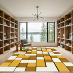 Retro Caramel Stacked Rectangles Rug