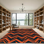 Bold Orange and Black Zigzag Chevron Rug