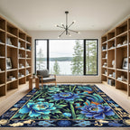 Azure Peony Phoenix Bamboo Garden Rug