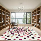 Pink Gold Deep Burgundy Polka Dots Rug