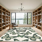 Sage Green Whimsical Butterfly Garden Rug