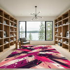 Abstract Magenta Black Ink Splash Rug