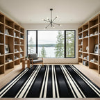 Modern Monochrome Vertical Pinstripe Striped Rug