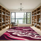Crimson Ocean Waves Swirl Rug