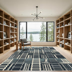 Monochromatic Vertical Ladder Fence Grid Rug