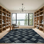 Monochrome Metallic Interwoven Diagonal Weave Rug