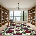 Gothic Crimson and Plum Rose Bloom Rug