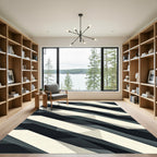 Monochrome Geometric Slanted Layered Abstract Rug
