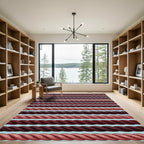 Crimson Rope Stripes Textured Rug