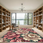Blushing Peony Garden Botanical Art Rug