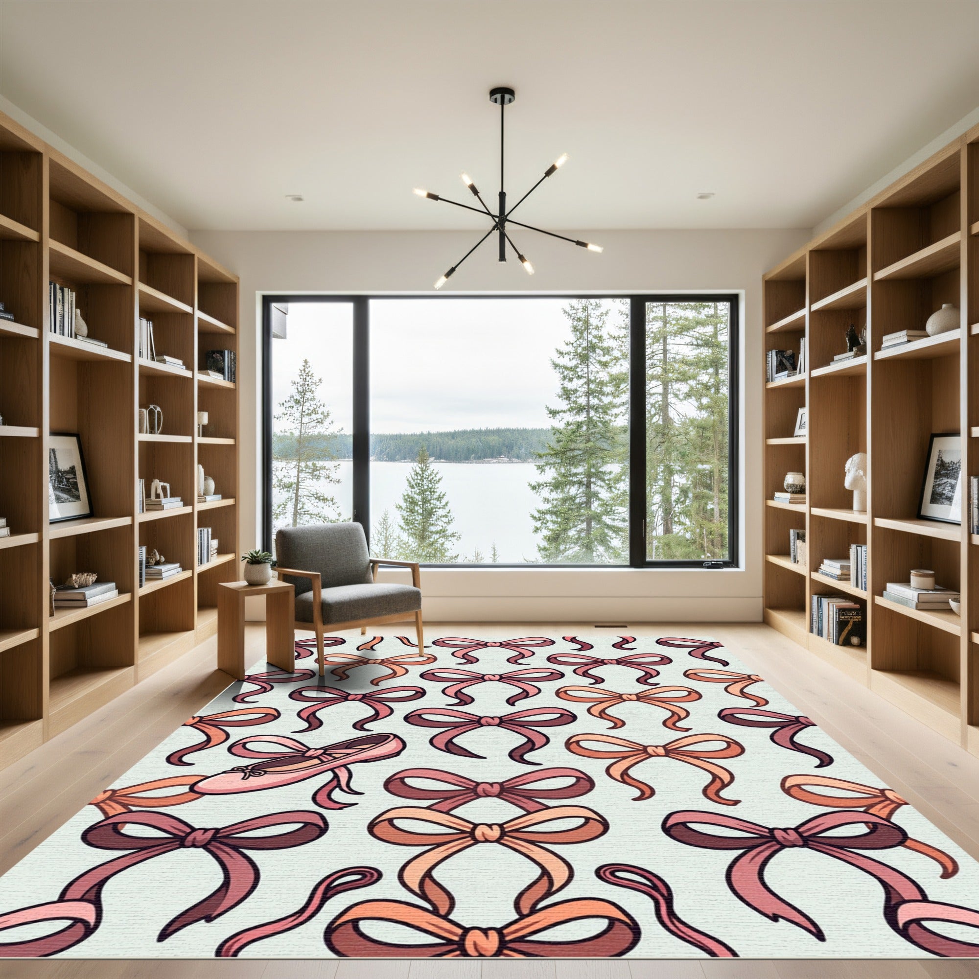 Whimsical Blush Pink Ballet Ribbon Rug