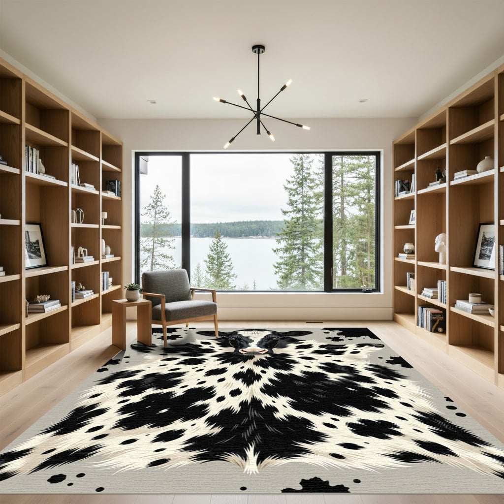 Bold Monochromatic Holstein Spotted Cow Hide Rug