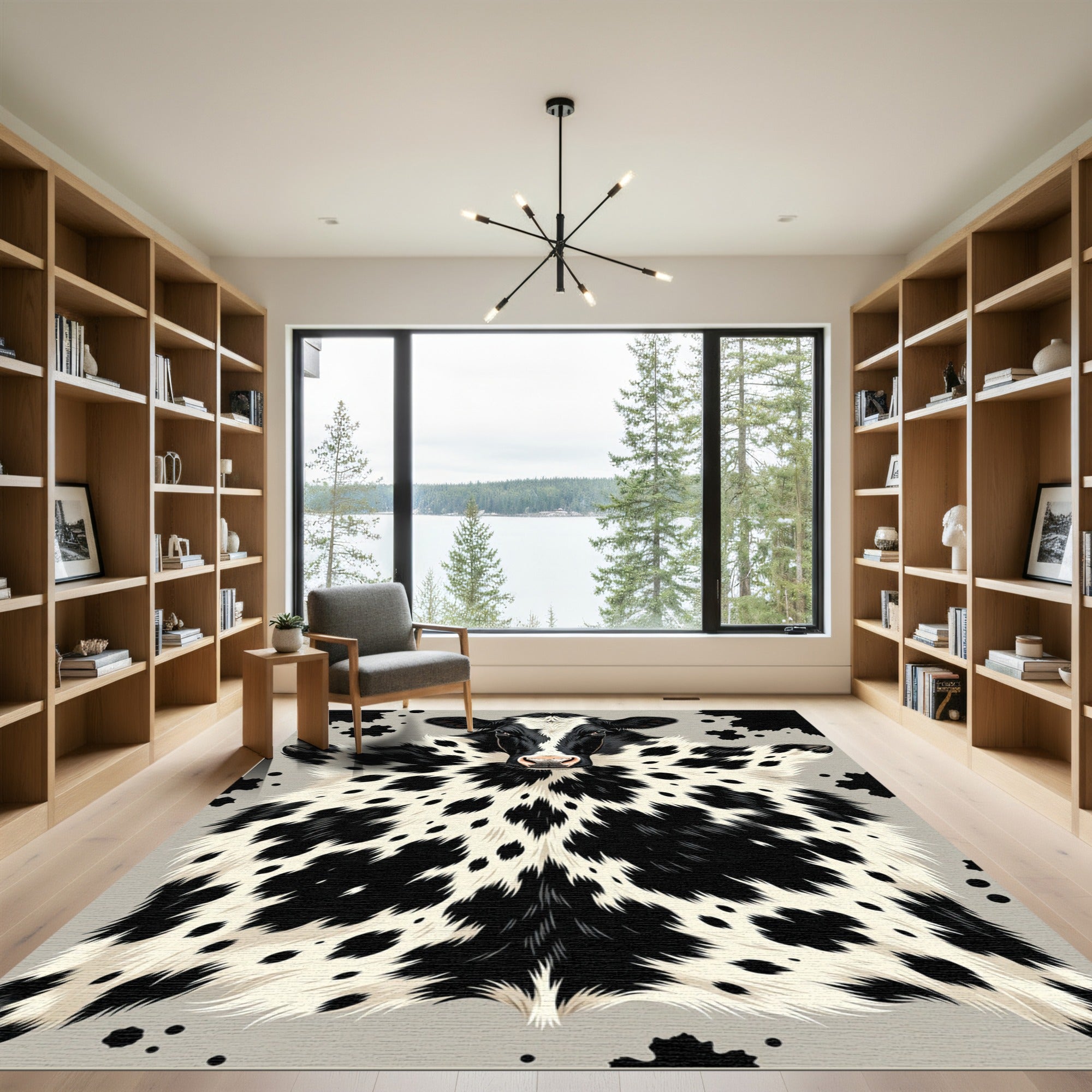 Bold Monochromatic Holstein Spotted Cow Hide Rug