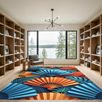 Vibrant Tropical Fan and Foliage Art Rug