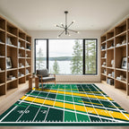 Modern Geometric Green and Yellow Field Rug