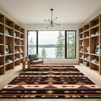 Earthy Burgundy Geometric Arrow Southwestern Rug