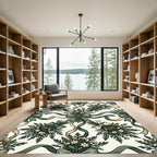 Sage Green Floral Ribbon Garland Rug