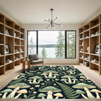 Whimsical Sage Mushroom Forest Fern Rug