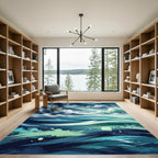 Turbulent Azure Sky And Sea Brushstrokes Rug