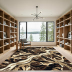 Earthy Brown Abstract River Topography Rug