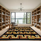 Retro Geometric Maze Lines Rug