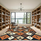 Earthy Terracotta Geometric Southwest Diamond Rug
