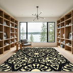 Black Golden Leaf Arabesque Rug