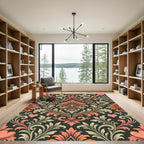 Coral Hearts Cream Damask Vines Rug