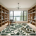 Verdant Leaf Vine Scroll Accent Rug