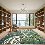 Ethereal Green Wildflower Botanical Meadow Rug