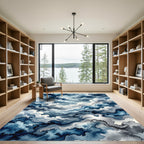 Deep Blue Cloudy Sky Watercolor Rug