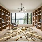 Golden Lightning Bolts Sky Burst Rug