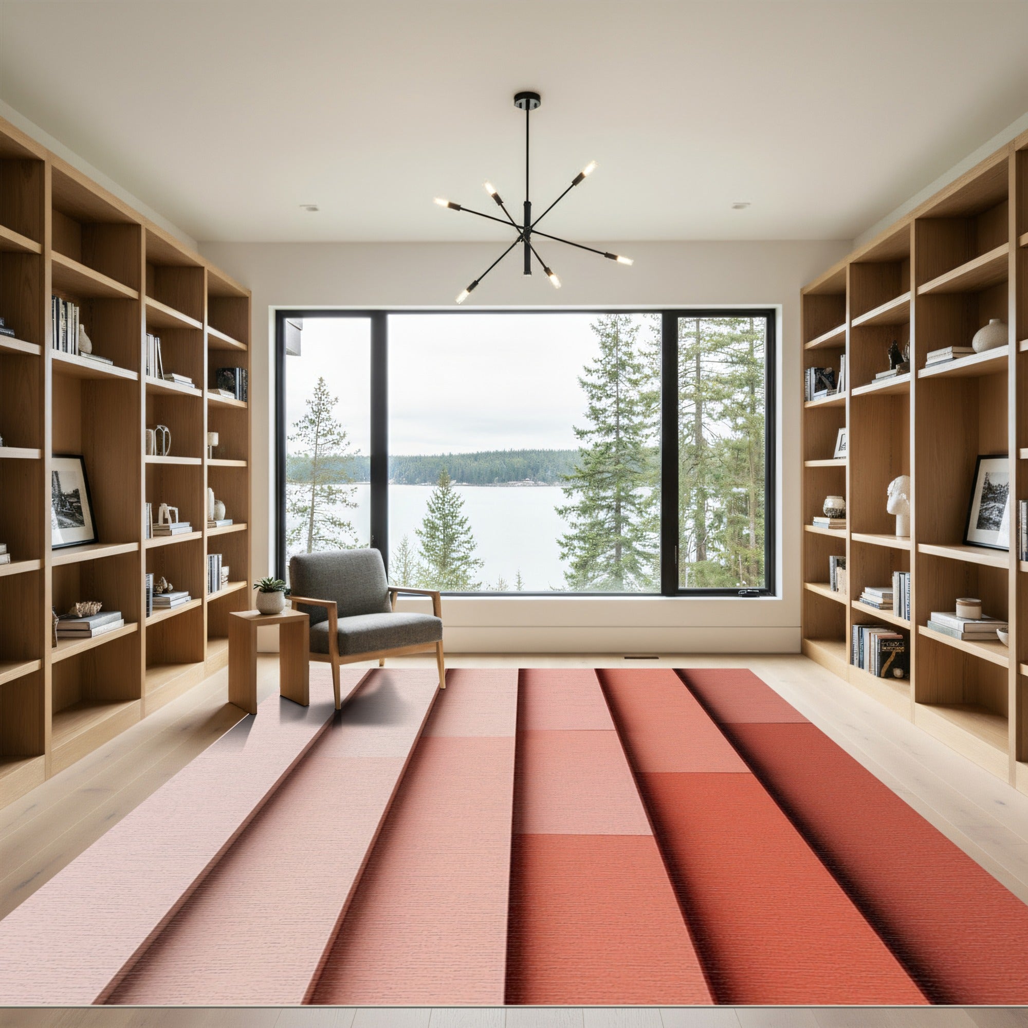 Terracotta Pink Vertical Stripe Layers Rug