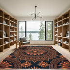 Fiery Orange Radiant Sun Mandala Rug