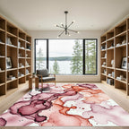 Crimson Rose Fluid Marble Swirl Rug