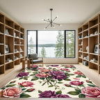 Romantic Pink and Purple Rose Bouquet Rug