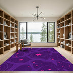 Deep Purple Starry Galaxy Swirl Rug