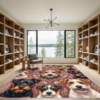 Whimsical Terrier Dog Floral Earthy Tapestry Rug