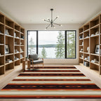 Rustic Earthy Tone Tribal Geometric Striped Rug