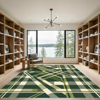 Deep Green Overlay Plaid Lines Rug