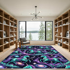 Celestial Teal Unicorn Galaxy Night Rug