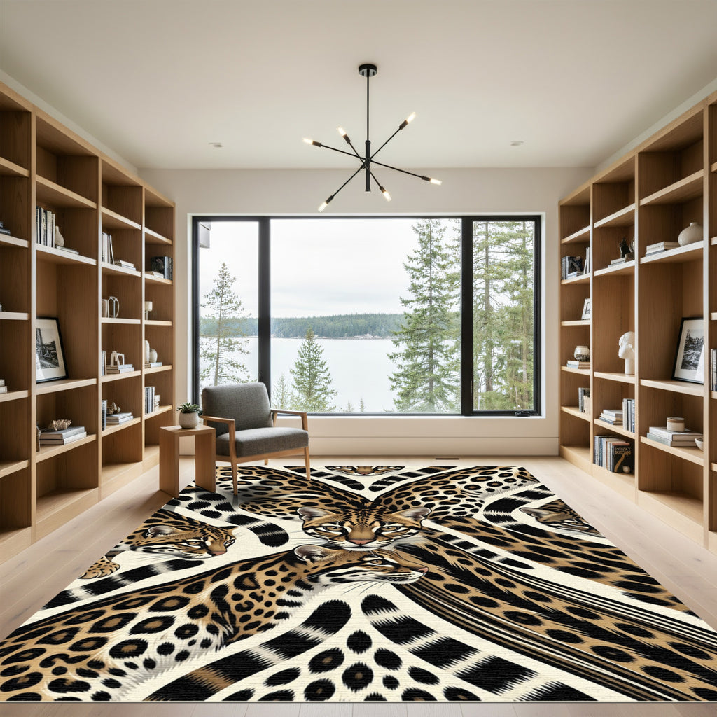 Golden Ocelot Spotted Tropical Art Rug